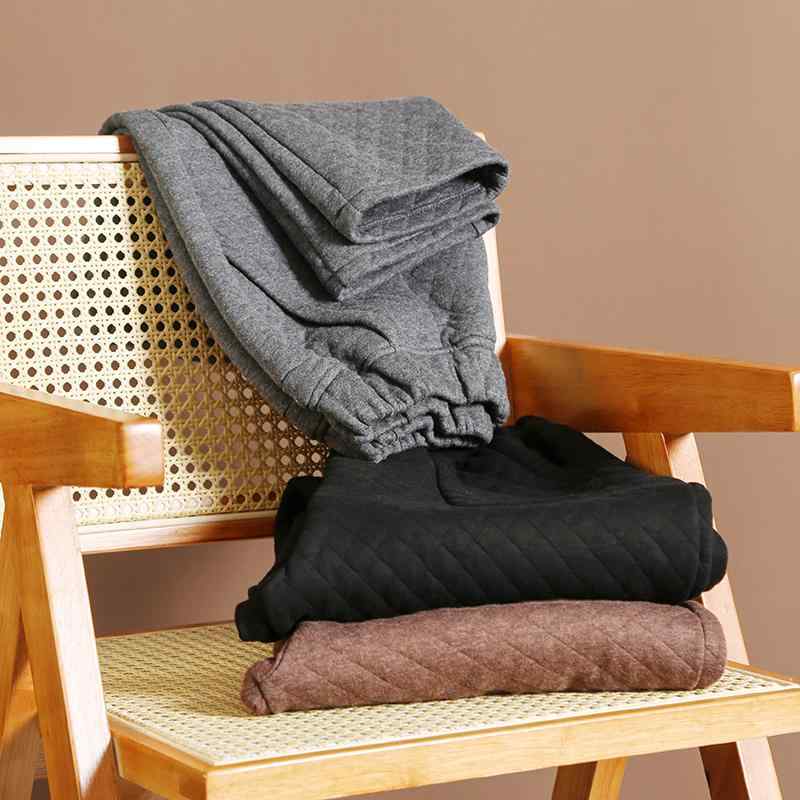 綿パンツ レディース 秋冬 高腰 菱形キルティング 裏地付き あったか カジュアルパンツ 黒 グレー 赤茶