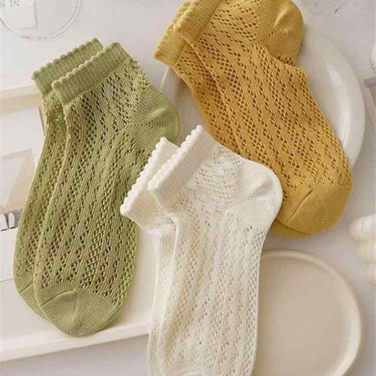 靴下 レディース 春夏 薄手 メッシュ ショート 吸汗 通気性 婦人用 ソックス カジュアル かわいい グレ..