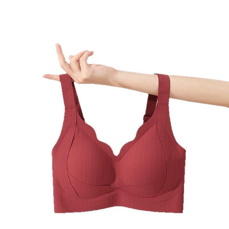 ブラジャー レディース 大きいサイズ 薄手 補正 下着 無縫製 ノンワイヤー 全罩杯 垂れ防止 脇高 通気..