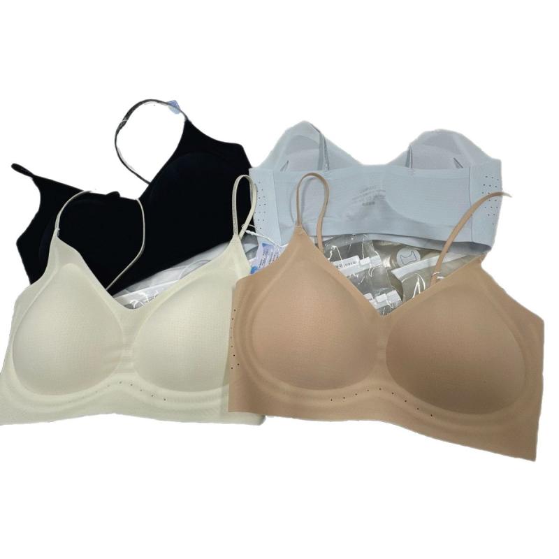 ブラジャー レディース 薄型 接触冷感 ノンワイヤーブラ 美背 通気性 パッドなし ブラトップ ナイトブ..