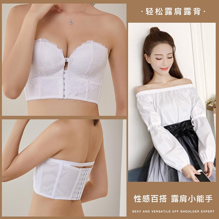 ブラジャー レディース ストラップレス 小胸 盛りブラ ずれ落ち防止 7列ホック ノンワイヤー チューブ..