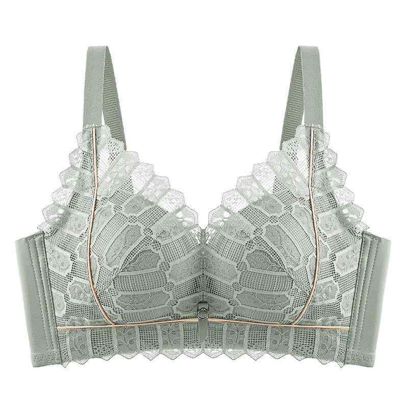 ブラジャー レディース 3/4カップ 盛りブラ 谷間メイク レース ノンワイヤー 厚手パッド