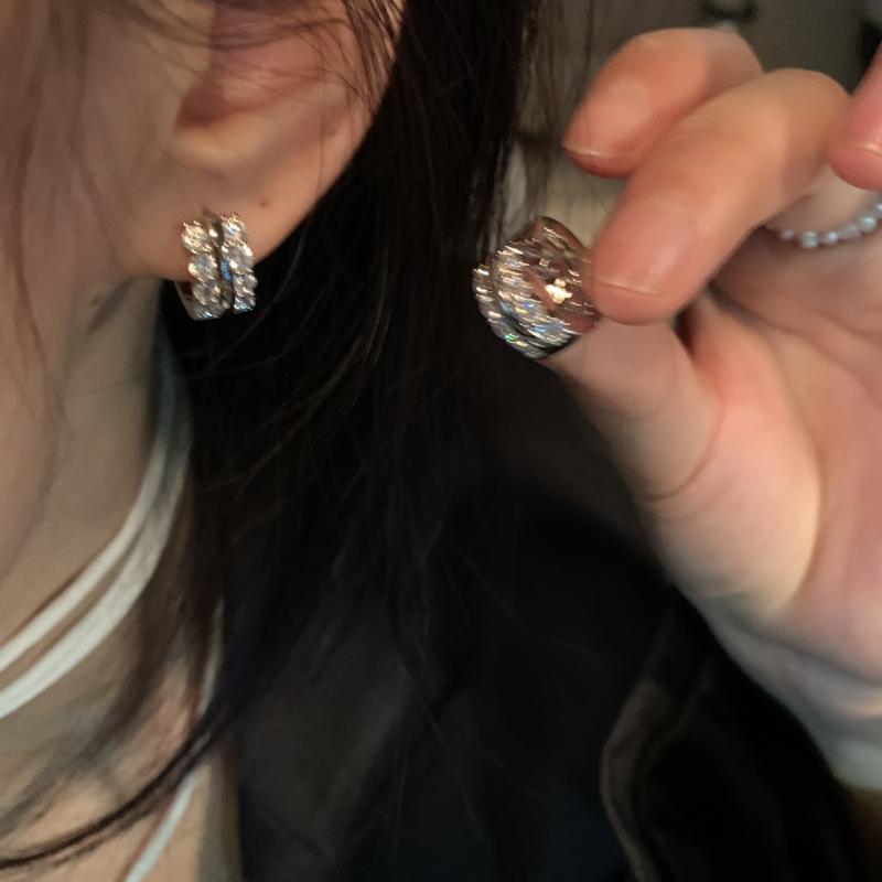 ピアス レディース ジルコニア シルバー 小さめ フープ イヤリング フープピアス 韓国 おしゃれ かわいい 電気メッキ加工 オフィス パーティー 結婚式(4)