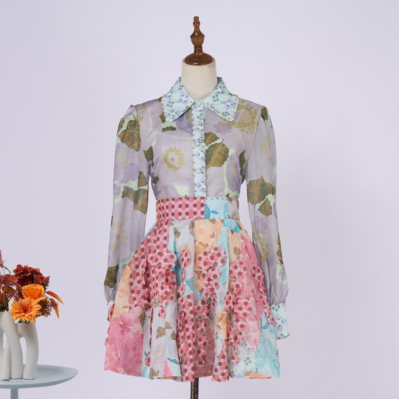 ワンピース レディース 膝上丈ワンピース 半袖 花柄 リゾート風 レトロ 高見え 風装飾 ランタンスリーブ ハイウエスト Aライン 街頭 普段使い