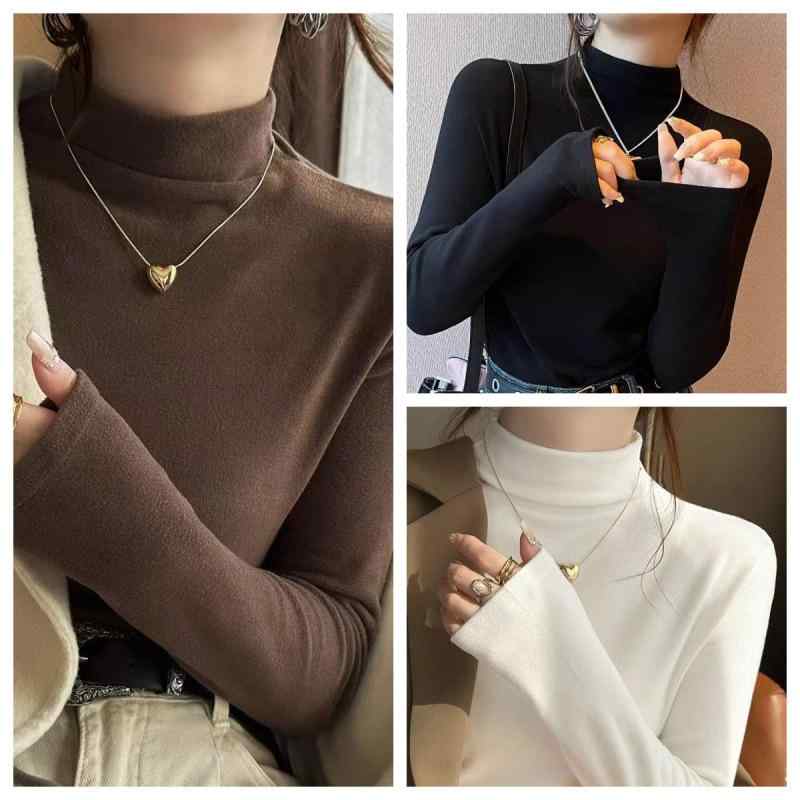 ニット レディース 大きいサイズ 秋冬 半高ネック 長袖 トップス プルオーバー チュニック カットソー デート 通勤 ブラック 黒 ホワイト 白 杏色