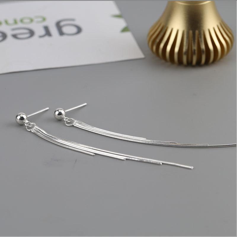 ピアス レディース 925 シルバー シルバー ロング タッセル 韓国 セクシー ドロップピアス イヤリング アクセサリー(x2)