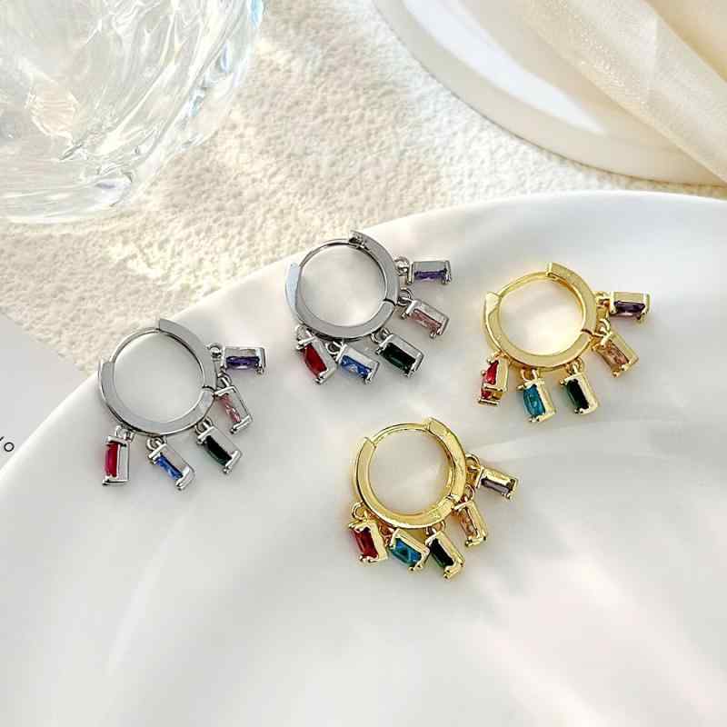 ピアス レディース 韓国 INS 幾何学 揺れる タッセル ジルコニア ドロップピアス イヤリング ゴールド ..