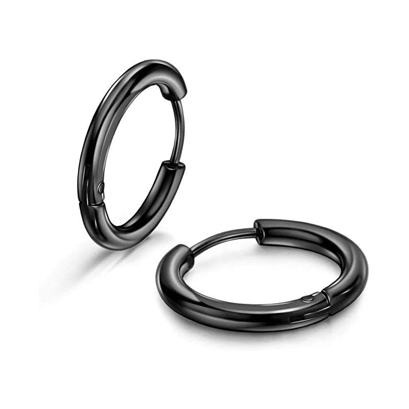 ピアス レディース メンズ ステンレス フープピアス リングピアス 対応 電気メッキ加工 ラウンド サークル スティールカラー ブラック ゴールド ローズゴール...