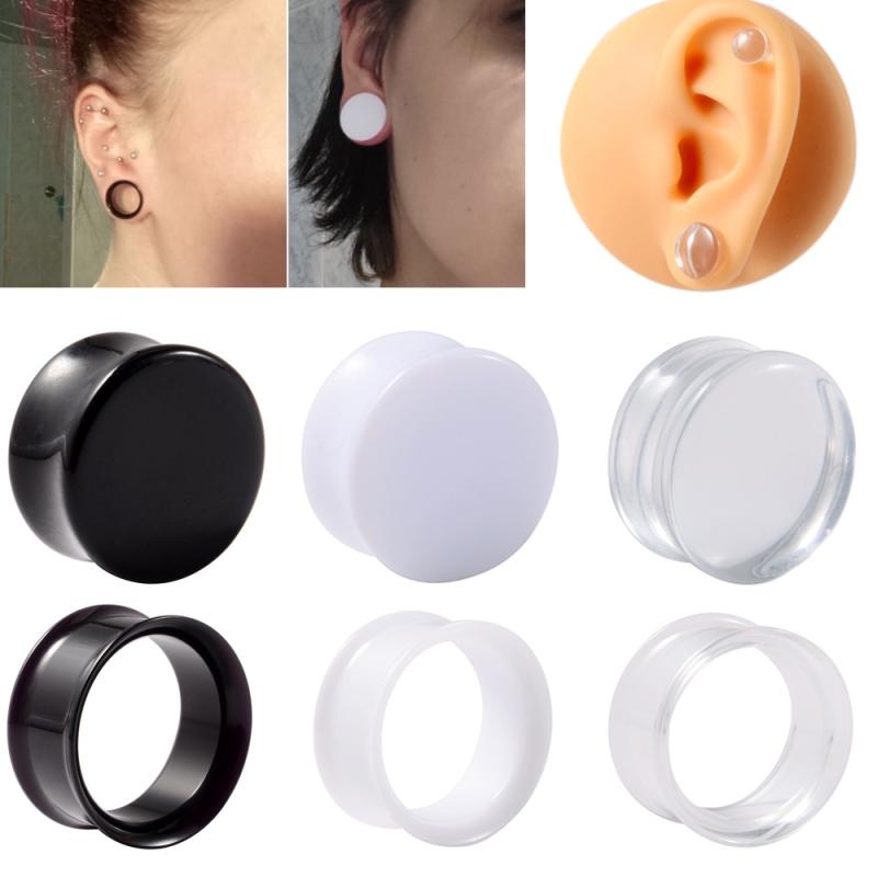 耳拡張 アクリル製 トンネルピアス ラージイヤーホール ブラック ホワイト クリア 個性的 ボディピアス 3mm-50mm(x2)