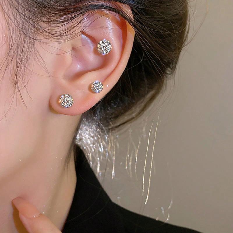 ピアス レディース チタン鋼 ジルコニア スタッドピアス シルバー 幾何学型 ドリルピアス キラキラ 耳飾り 通勤 秋冬