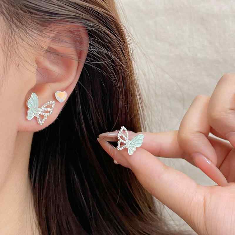 楽天ブリルビピアス レディース 銀針 蝶 花 フラワー かわいい キュート ガーリー 合金 キラキラ 普段使い パーティー イベント ピンク系