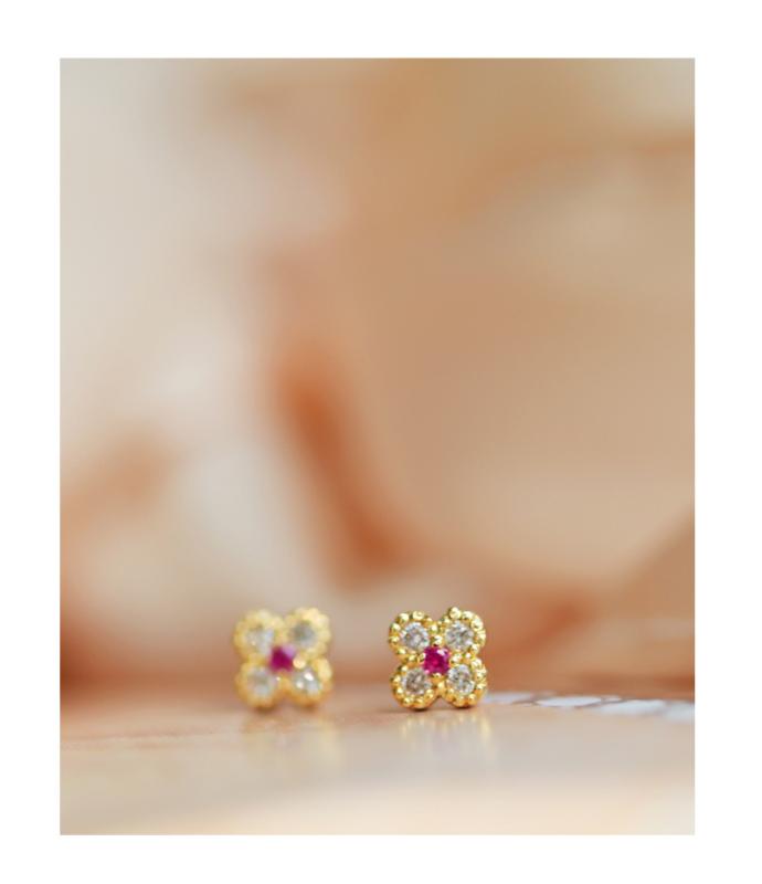 楽天ブリルビピアス レディース S925 シルバー 14K 金メッキ ジルコニア クローバー 花 小さめ スタッドピアス アクセサリー ゴールド シルバー