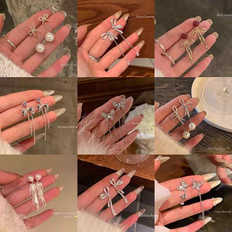 耳飾り レディース シルバー925 針 ロング タッセル イヤリング 軽奢 豪華感 パール イヤーアクセサリ..