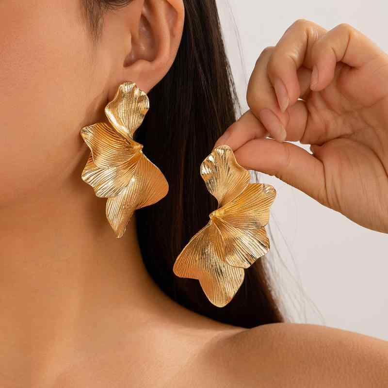 イヤリング レディース 個性的 レトロ 花柄 葉っぱ タッセル ドロップ 大ぶり 電気メッキ加工 ゴールド シルバー パーティー(x10)