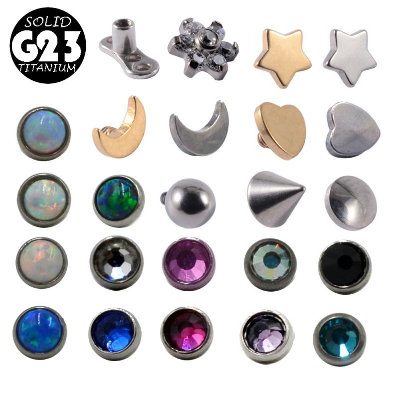 ピアス レディース G23チタン 埋め込み式 クール 個性的 五芒星 月 星 ハート ジルコニア 花 フラワー オーバル ドーム型 円錐 埋め込み(x2)