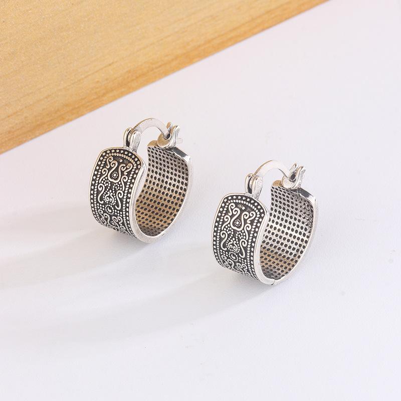 イヤリング レディース 女性用 幾何学模様 唐草模様 レトロ ヴィンテージ風 電気メッキ加工 エレガント..