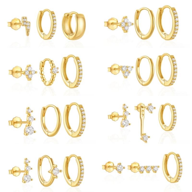 耳飾り レディース ピアス セット 幾何学型 ゴールドカラー シルバーカラー ドリルインレイ 高見え ラ..