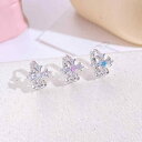 ピアス 男女兼用 316Lチタン鋼 銅メッキ ジルコニア ブルー クロス 十字架 童軍花 個性的 中性風 イヤリング イヤーカフ(x2)