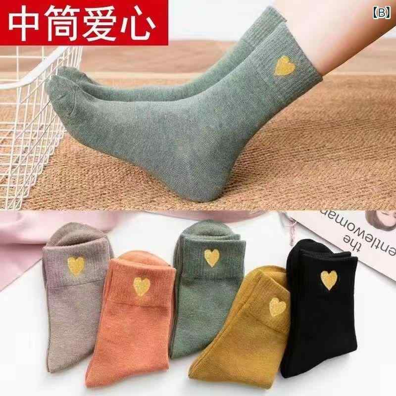 靴下 レディース ソックス 中筒丈 秋冬 かわいい 日系 無地 綿 防臭 韓国 ショートソックス スポーツ 吸汗 婦人 37-40(x5)