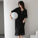 ワンピース レディース 婦人服 半袖 膝丈 薄手 接触冷感 モダール コットン 寝間着 部屋着 ルームウェア 春夏 無地 M L XL 2XL 3XL