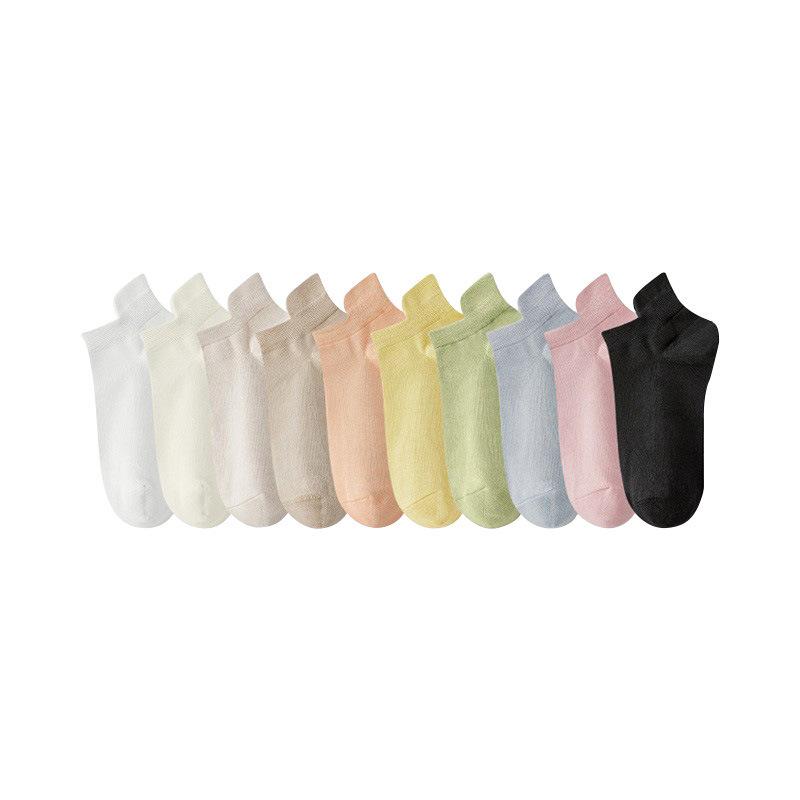 靴下 レディース スニーカーソックス ショートソックス ポリエステル混紡 無地 吸汗 摩擦保護 ブラック ホワイト ベージュ ピンク ブルー グリーン 春夏(x2)