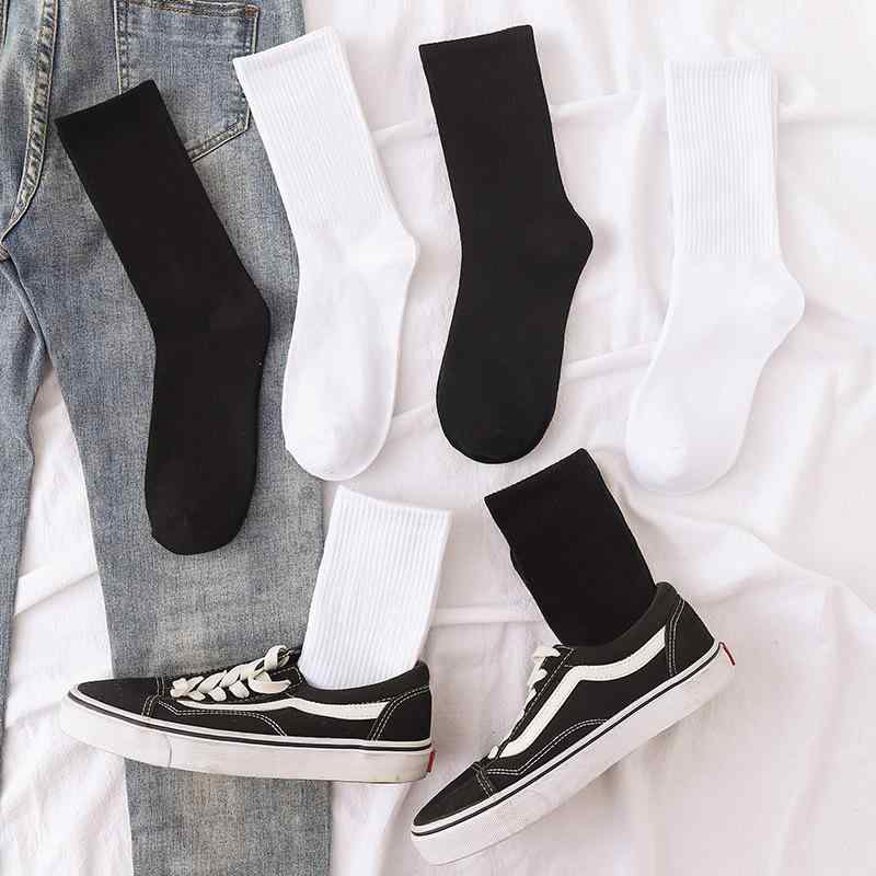 靴下 レディース メンズ 中筒靴下 春夏秋冬 薄手 コットン 混紡 無地 モノトーン カジュアル スタイル