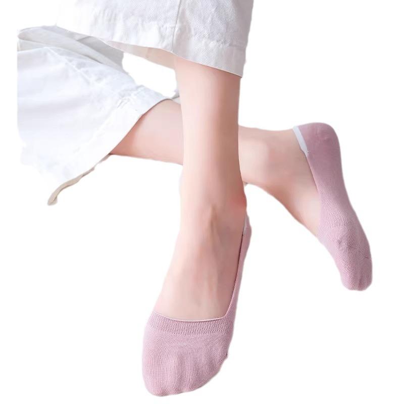 靴下 レディース 婦人 船型ソックス 滑り止め付き ショートソックス 浅履き ポリエステル 吸汗 防臭 ブラック ホワイト グレー ピンク パープル ブルー グリーン カーキ 春夏