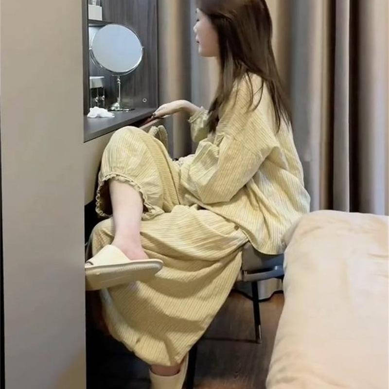 パジャマ レディース 春秋 長袖 綿 上下セット ルームウェア 部屋着 寝巻き かわいい コットン ガーゼ ゆったり 大きめサイズ ピンク系