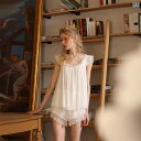 夏 王女の 宮廷 風の パジャマ セクシー レース モーダル ストラップ セットの 甘い かわいい 少女の 部屋の 服(x3)