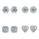 ピアス レディース S925 銀 ジルコニア スタッドピアス ハート 雪の結晶 クラウン 星形 U字型 対応 かわいい 韓国 アクセサリー ギフト