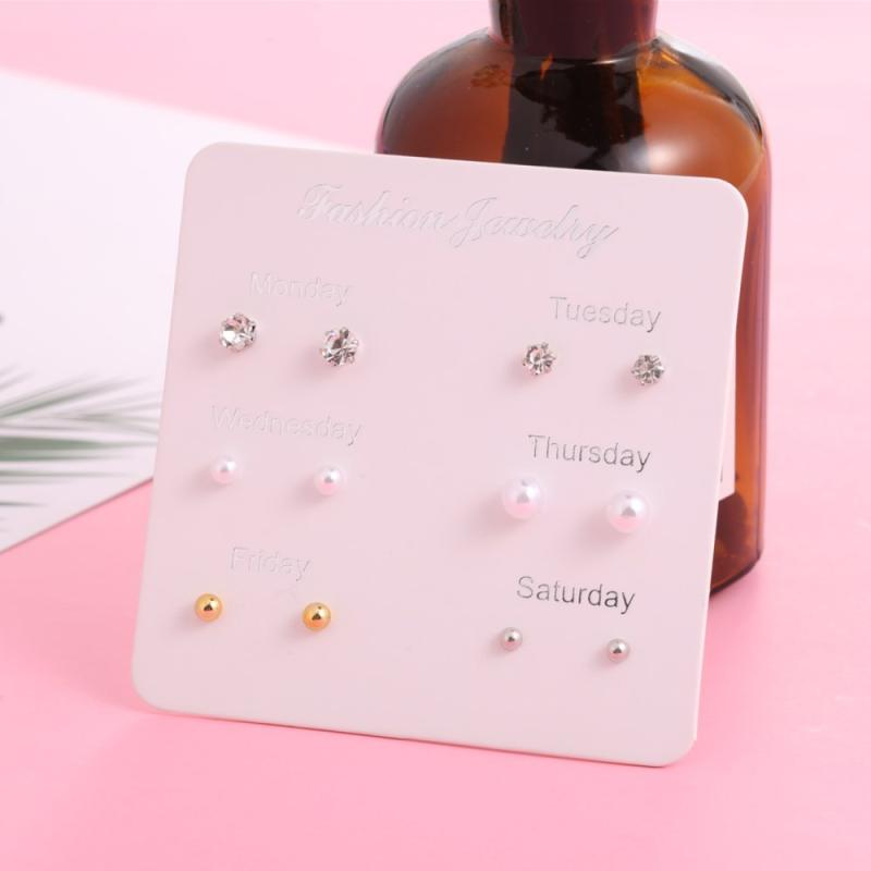 ピアス レディース 韓国 6ペア セット シンプル 小さめ 幾何学模様 金属 アレルギー対応(x2)