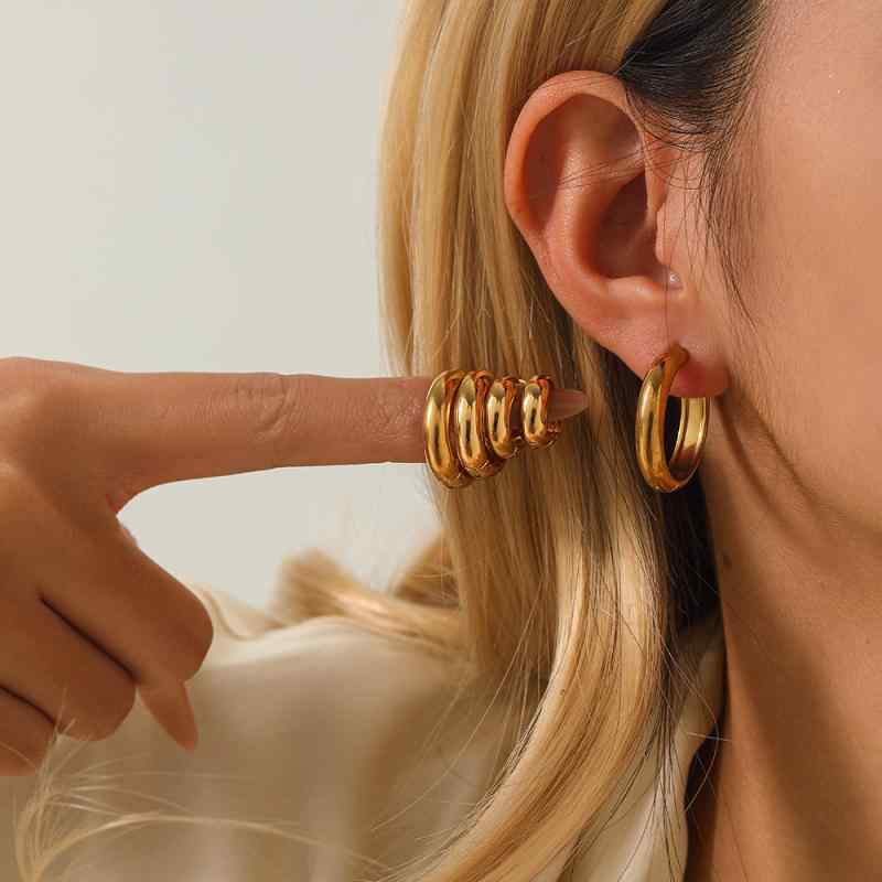 ピアス レディース チタン鋼 小さめ ラウンド サークル ステンレス 電気メッキ加工 ゴールド シルバー(..