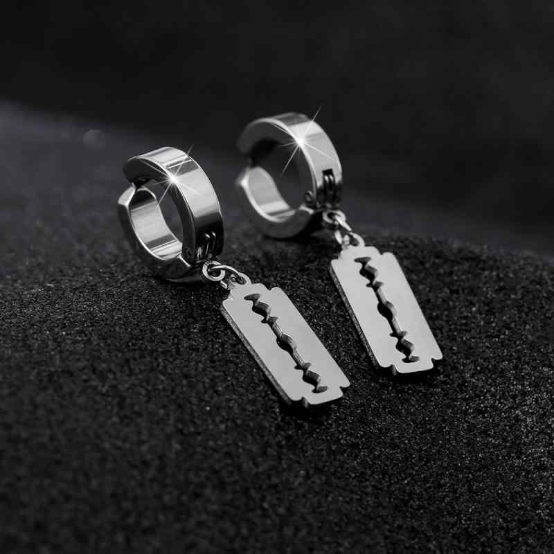 ピアス メンズ 男性用 イヤリング パンク ロック 個性的 ヒップホップ ストリート 刃 ブレード シルバ..