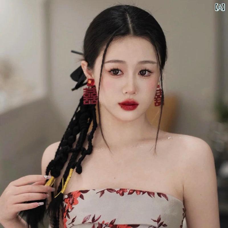 イヤリング レディース 赤 喜字 結婚式 お呼ばれ パーティー アクセサリー 人工水晶 ゆめかわ ギフト プレゼント