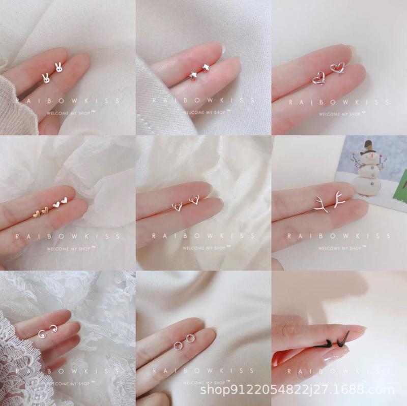 ピアス レディース 小さめ シルバー 925 銀 アレルギー対応 ハート ウサギ 星 月 雪の結晶 バタフライ ..