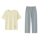 パジャマ レディース ルームウェア 上下セット モダール 半袖 Tシャツ ロングパンツ 薄手 ゆったり ラウンドネック 部屋着 春夏 接触冷感 クリームイエロー...