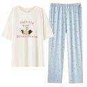 パジャマ レディース 春夏 半袖長ズボン 上下セット 綿 薄手 ラウンドネック 部屋着 ルームウェア 新疆綿 婦人 女性 普段使い かわいい リラックス 快適 ...