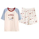 パジャマ レディース 半袖 短パン 綿 薄手 夏 セットアップ ルームウェア 部屋着 かわいい 韓国 M L XL XXL