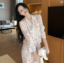 パジャマ レディース 春秋 薄手 長袖 ルームウェア 部屋着 寝間着 上下セット かわいい ポリエステル 普段使い 快適 婦人 女性 M L XL