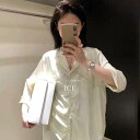 パジャマ レディース ローマホリデー風 ブラセット 豪華感 接触冷感 長袖 ルームウェア 上下セット ポリエステル 涼しい 快適 リラックス 春夏