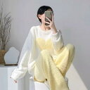 パジャマ レディース 秋冬 暖かい ふわふわ かわいい 長袖 ルームウェア 上下セット 部屋着 寝間着 イエロー ピンク系