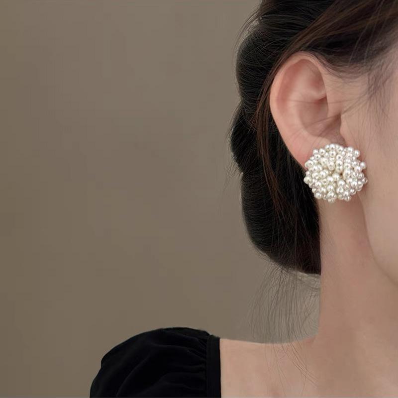 イヤリング レディース S925 シルバー ニードル パール イヤーカフ クリップ式 豪華感 エレガント 小さめ 花柄 合金 ハンドメイド アクセサリー OL ...