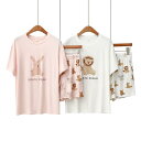 パジャマ レディース 春夏 薄手 半袖 短パン 上下セット モダール ラウンドネック かわいい ルームウェア 部屋着 涼しい 快適 ピンク系