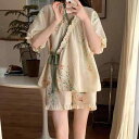 パジャマ レディース 春夏 半袖 短パン 上下セット ルームウェア 部屋着 Vネック 薄手 かわいい ガーリー