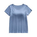 パジャマ レディース トップス 半袖 カップ付き Tシャツ ルームウェア 部屋着 粘纤 夏 薄手 丸首 カットソー 接触冷感 カジュアル ブラック...