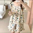 パジャマ レディース 春夏 セットアップ ノースリーブ ポリエステル 方領 涼しい 薄手 ショートパンツ 上下セット かわいい ルームウェア 部屋着 普段使い ...