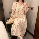 ワンピース レディース 半袖 かわいい ルームウェア 部屋着 Vネック ポリエステル 薄手 涼しい 快適 リラックス 膝丈 M L XL XXL