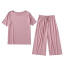 パジャマ レディース 春夏 薄手 半袖 7分丈パンツ 上下セット 部屋着 ルームウェア 大きいサイズ 接触冷感 吸湿 通気性 リラックス ウェア