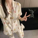 パジャマ レディース ルームウェア 3点セット 雲朵綿 かわいい 半袖 短パン 長ズボン 春夏 秋冬 ゆったりサイズ 部屋着 寝間着 リラックスウ...