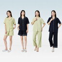 レディース ルームウェア 上下セット 再生繊維 接触冷感 半袖トップス ショートパンツ 寝間着 部屋着 春夏 パジャマ 薄手 涼しい 快適 3分袖 前開き 襟付...
